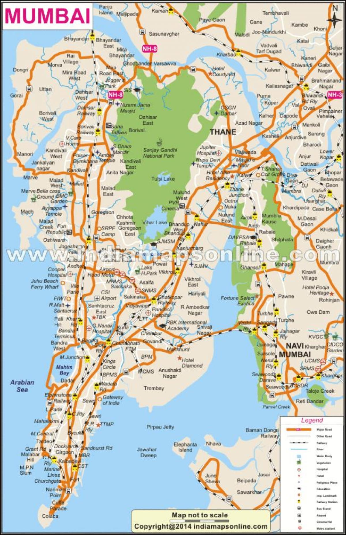 füüsiline kaart Mumbai