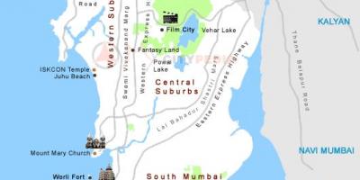 Kaart Mumbai turistide kohti