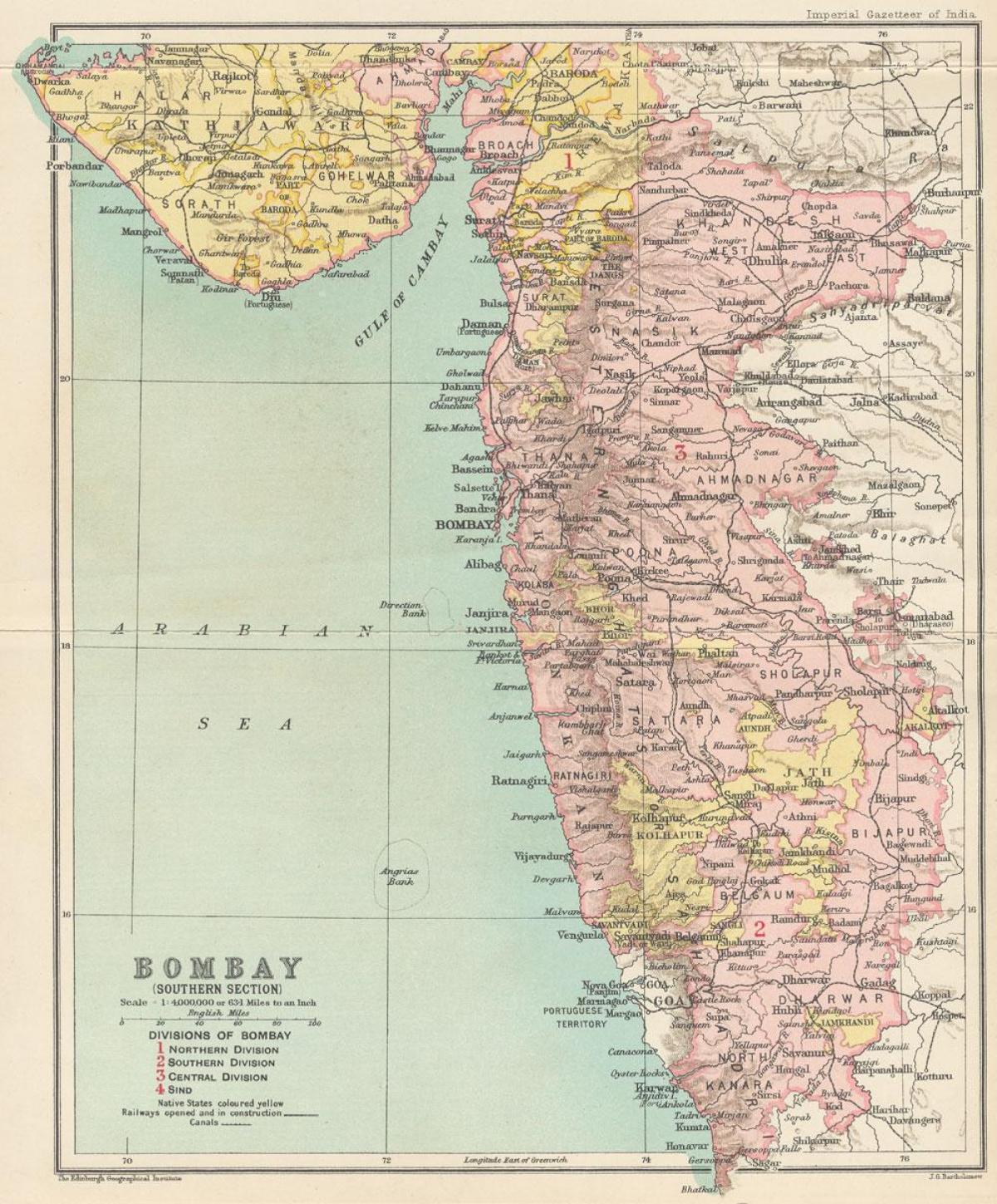 kaart Bombay eesistujariigi