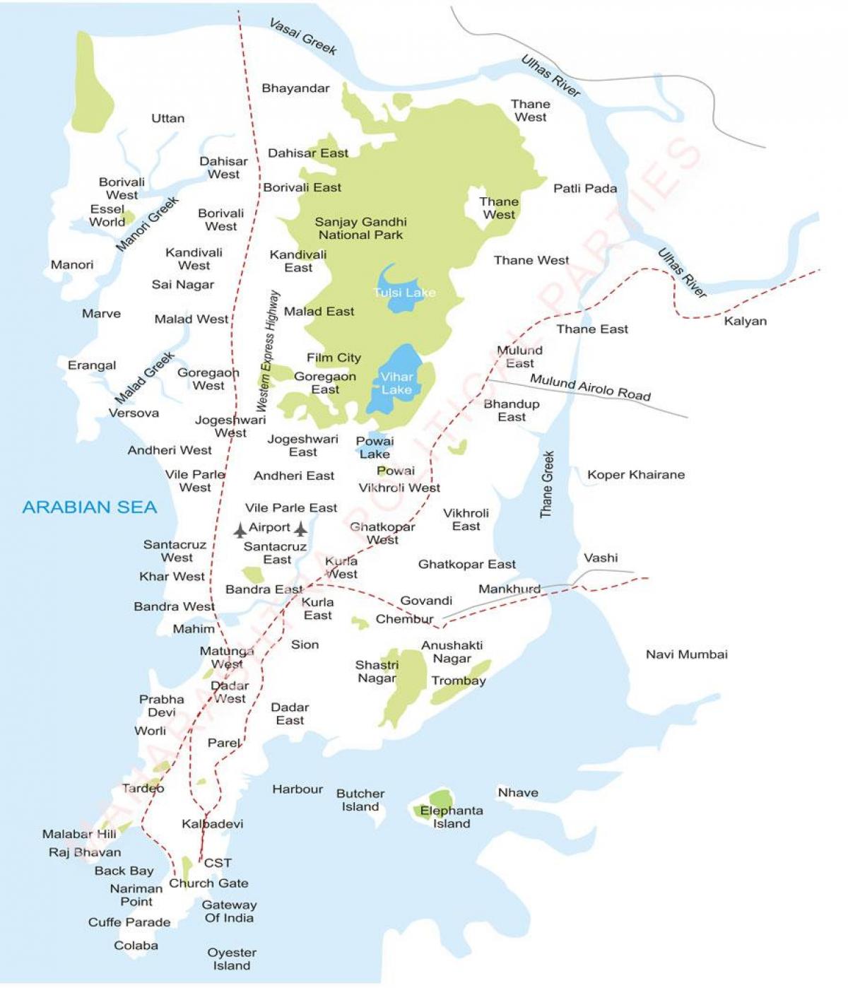 Mumbai äärelinnadesse kaart