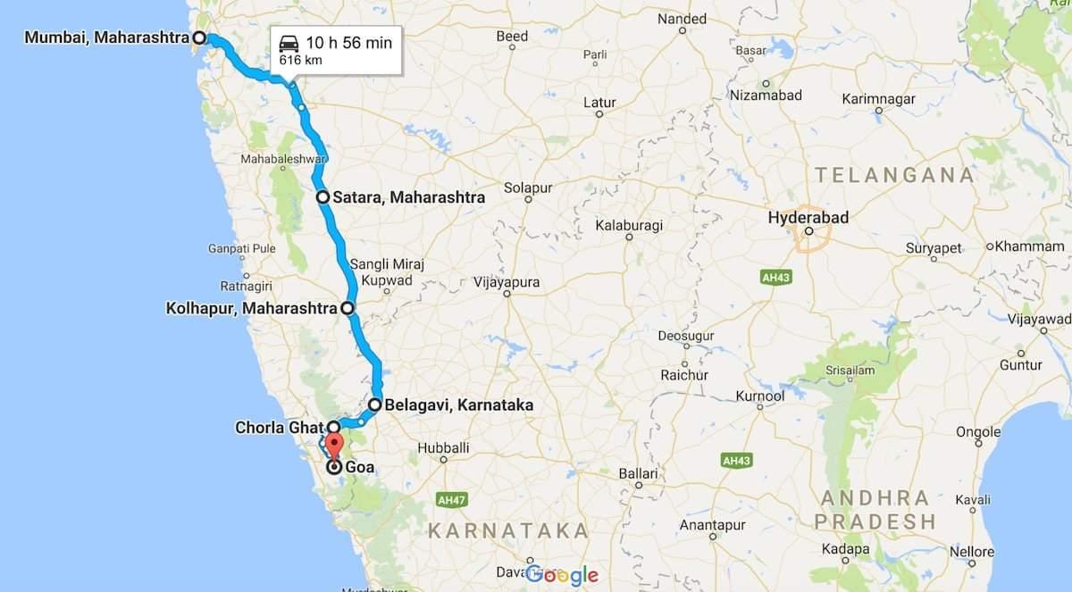 Mumbai, et goa (road map)