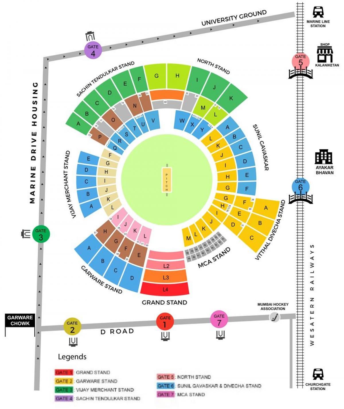 kaart Wankhede staadion